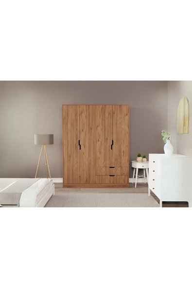 ZEYTUNHOME Moderno XL 4 Kapaklı 2 Çekmeceli Gardırop – Geniş Aileler İçin Şık Çözüm