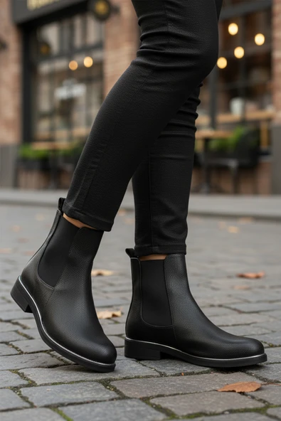 Pierre Cardin Siyah Floter Kürklü Kadın Chelsea Bot - Resim 3