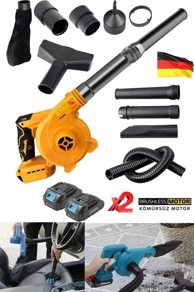 Staxx Devir Ayarlı x2 Akülü Yaprak Kar Toz Üfleme Temizleme Araç İçi Temizleme Makinesi 40V 10AH ürün görseli