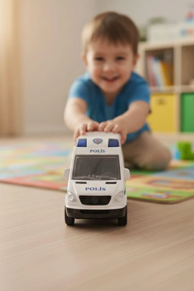 Sesli ve Işıklı Polis Aracı – Sürtme Güçlü Oyuncak Araç (112 Polis İmdat) - 3