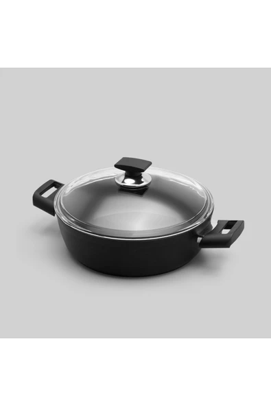 Hisar Optima Ares Titanyum Basık Tencere 26 Cm Siyah