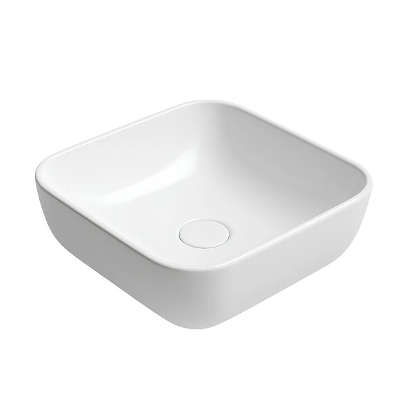 Turavit Porto Çanak Beyaz Kare Deliksiz Lavabo 40 cm PRT0708