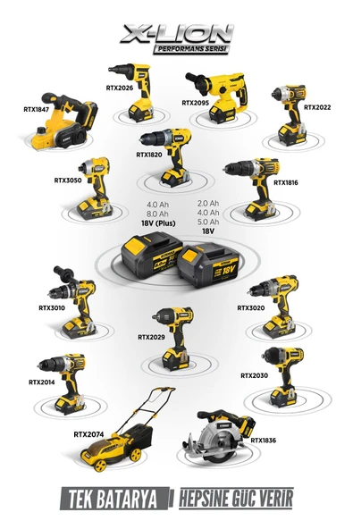 RTX1891SET Şarjlı Ağaç Kesme Motoru 3'li Set -Testere Zinciri-Eldiven - Resim 6