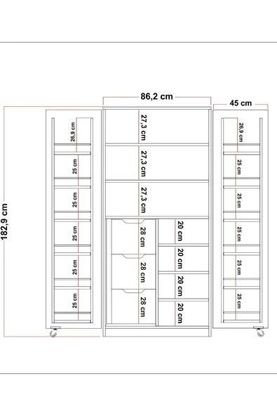 ZEYTUNHOME 90 Derece Açılabilir 2 Kapaklı, 3 Çekmeceli, Kavanoz Raflı Kiler ve Erzak Mutfak Dolabı - 7