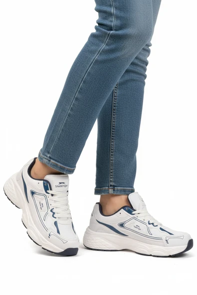 Slazenger Beyaz Lacivert Bağcıklı Unisex Spor Ayakkabı ürün görseli