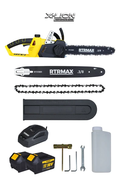 RTX1891SET Şarjlı Ağaç Kesme Motoru 3'li Set -Testere Zinciri-Eldiven - Resim 3