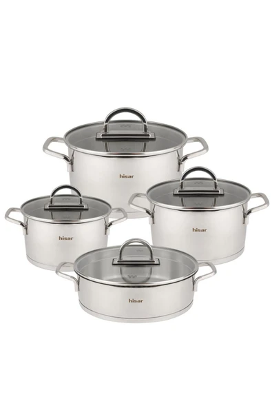 Hisar Luna İndüksiyon Tabanlı 8 Parça Süzgeçli Çelik Tencere Seti - 3