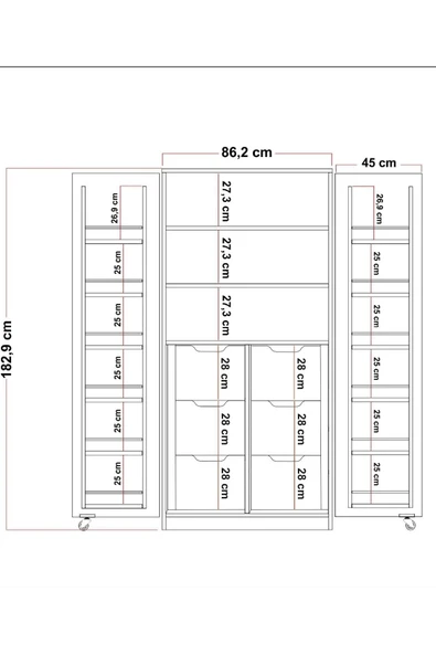 ZEYTUNHOME 90 Derece Açılabilir 2 Kapaklı, 6 Çekmeceli, Kavanoz Raflı Kiler ve Erzak Mutfak Dolabı - 6
