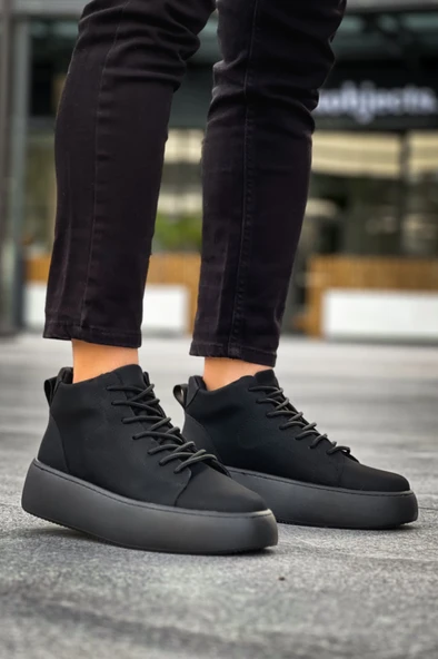 Pabucmarketi Bağcıklı Erkek Spor Bot SİYAH (SİYAH TABAN) ürün görseli