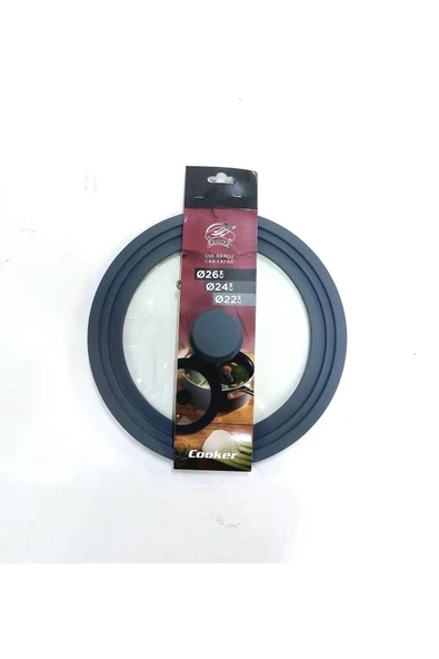 ERGENÇLER Evrensel 3 adet 9 Boyutlu Kademeli Silikon Kenarlı Cam Tencere&Tava Kapak Seti - Resim 3