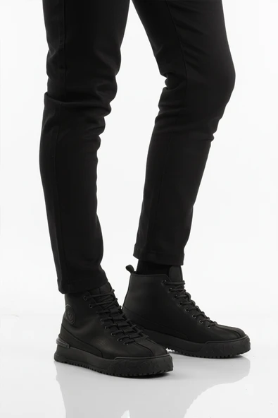 Bulldozer Siyah Nubuk Hakiki Deri Kaymaz Erkek Bot