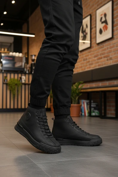 Bulldozer Siyah Nubuk Hakiki Deri Kaymaz Erkek Bot - 3