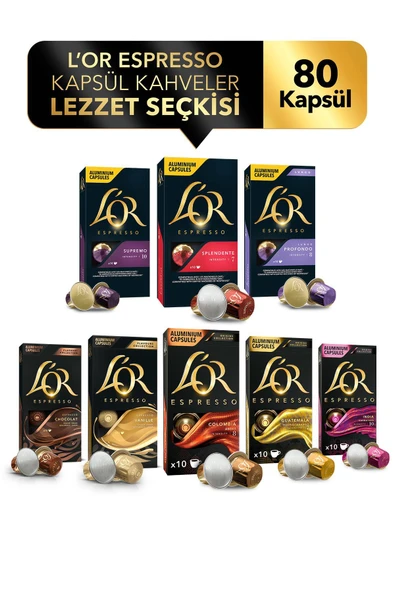 L’or Nespresso Uyumlu Kapsül Kahve Lezzet Seçkisi 80 Adet ürün görseli
