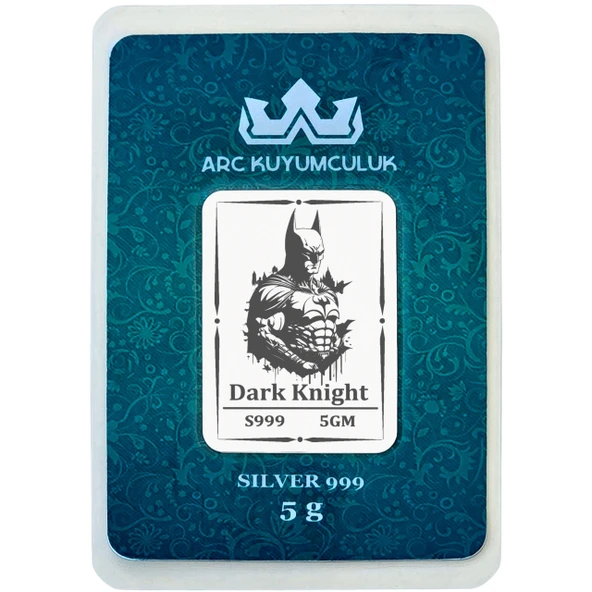 Hediyeye Özel 5 Gram Karanlığın ve Adaletin Simgesi Olan Kahraman Temalı 999 Ayar Gümüş Külçesi-703 - Resim 1
