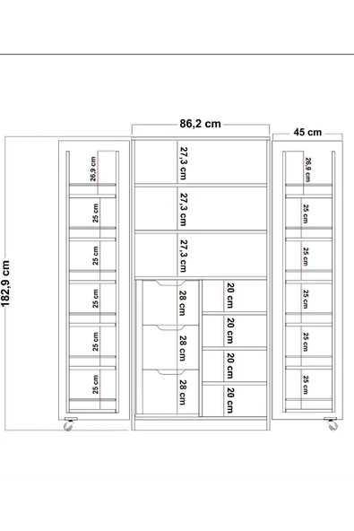 ZEYTUNHOME 165 Derece Açılabilir 2 Kapaklı, 3 Çekmeceli, Kavanoz Raflı Kiler ve Erzak Mutfak Dolabı - 8