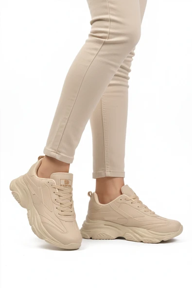 Walkway Ekru Bağcıklı Kadın Sneaker ürün görseli