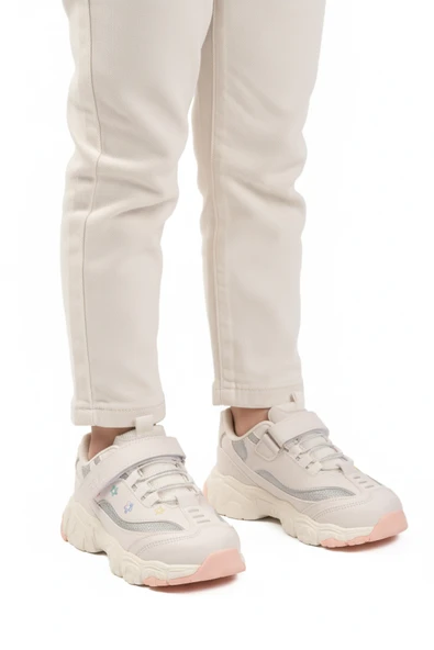 Cool Beyaz Cırtlı Kız Çocuk Spor Ayakkabı