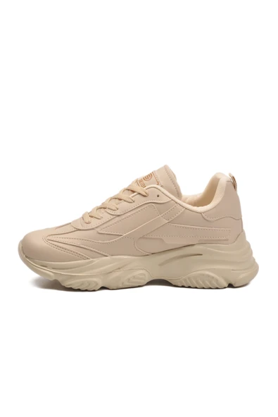 Walkway Ekru Bağcıklı Kadın Sneaker - Resim 4