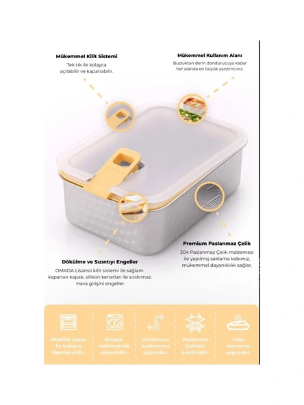 Perfect Seal Paslanmaz Çelik Saklama Kabı 4 Lü Set - Resim 3