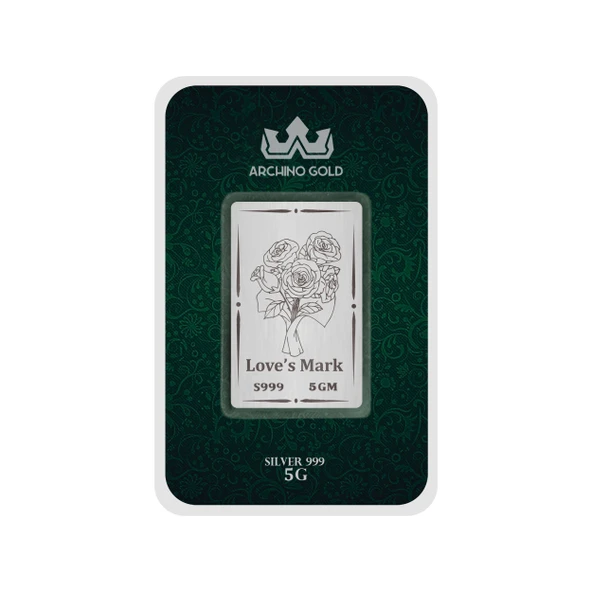 Sevgililer Gününe Özel Çiçek Motifli Romantik Tasarım Hediyeye Özel 5 Gram 999 Ayar Gümüş Külçesi-687