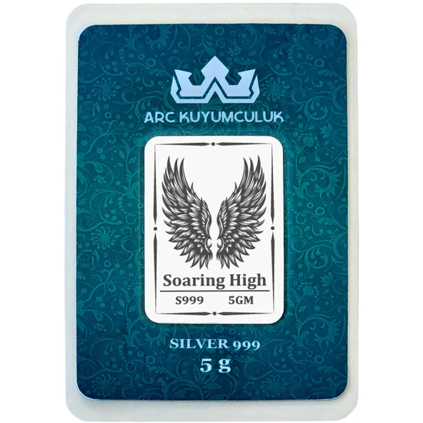 Gökyüzünü Andıran Kanat Temalı Hediyeye Özel 5 Gram 999 Ayar Gümüş Külçesi-702 ürün görseli