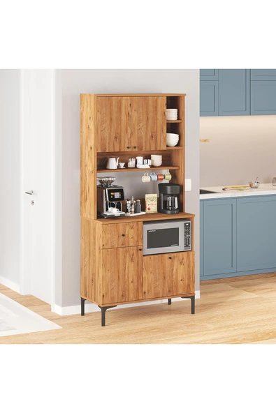 ZEYTUN Kahvenza Kahve Köşesi Dolabı – Atlantik Renk, Raflı, Modern Tasarım, Kahve Makinesi Standlı - 5