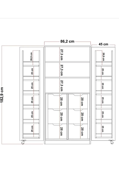 ZEYTUNHOME 165 Derece Açılabilir 2 Kapaklı, 6 Çekmeceli, Kavanoz Raflı Kiler ve Erzak Mutfak Dolabı - 7