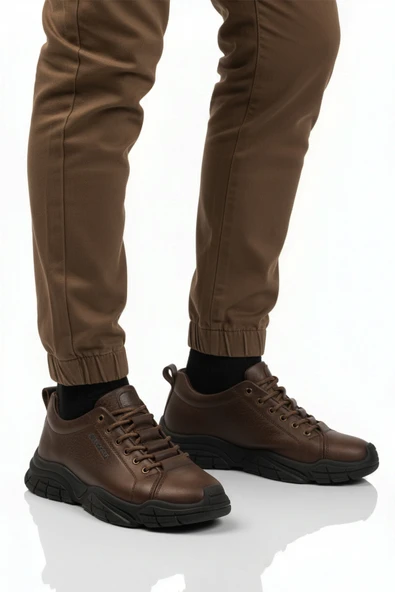 Bulldozer Kahve Hakiki Deri Dar Kalıp Erkek Casual Ayakkabı ürün görseli 1