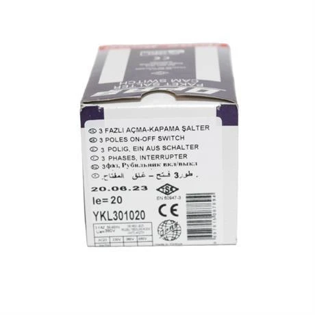 Opaş 3x20a 0-1 Aç-Kapa Kilitli Pako Şalter - YKL301020 - Resim 4