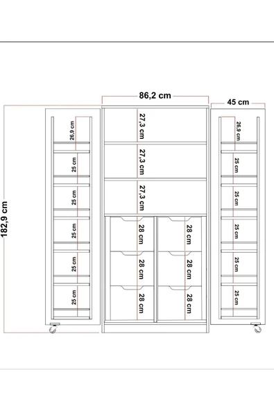 ZEYTUNHOME 90 Derece Açılabilir 2 Kapaklı, 6 Çekmeceli, Kavanoz Raflı Kiler ve Erzak Mutfak Dolabı - 6