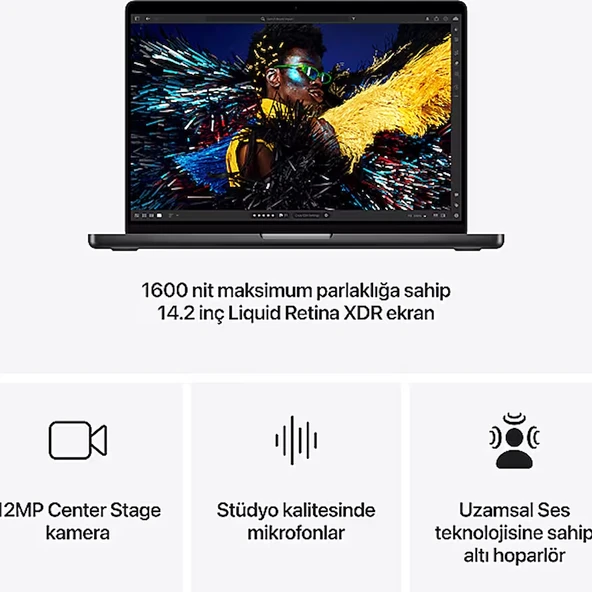 MacBook Pro M4 Pro 24 GB 512 GB SSD 14.2" MX2H3TU/A Uzay Siyahı - Resim 4
