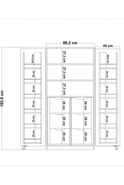 ZEYTUNHOME 165 Derece Açılabilir 2 Kapaklı, 6 Çekmeceli, Kavanoz Raflı Kiler ve Erzak Mutfak Dolabı - 7