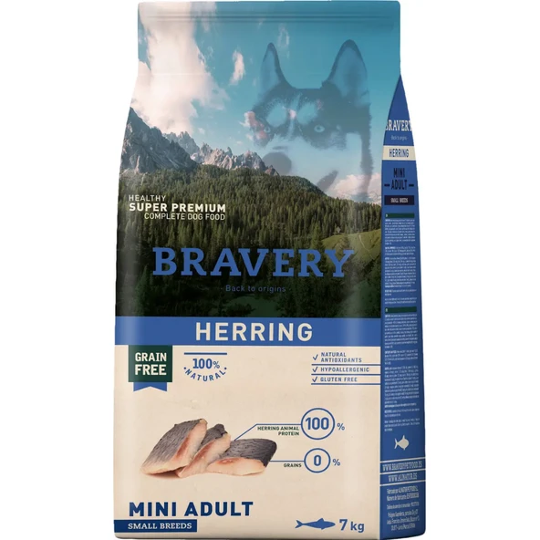 Bravery Tahılsız Ringa Küçük Irk  Balıklı Yetişkin Köpek Maması 7 Kg ürün görseli 1