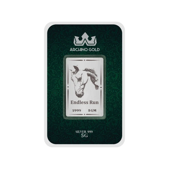 Hediyeye Özel 5 Gram Görkemli ve Güçlü At Temalı 999 Ayar Gümüş ile Üretilmiş Gümüş Külçesi-699