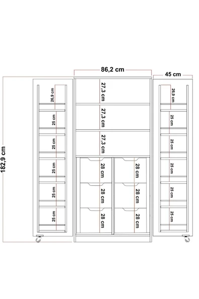 ZEYTUNHOME 90 Derece Açılabilir 2 Kapaklı, 6 Çekmeceli, Kavanoz Raflı Kiler ve Erzak Mutfak Dolabı - 7