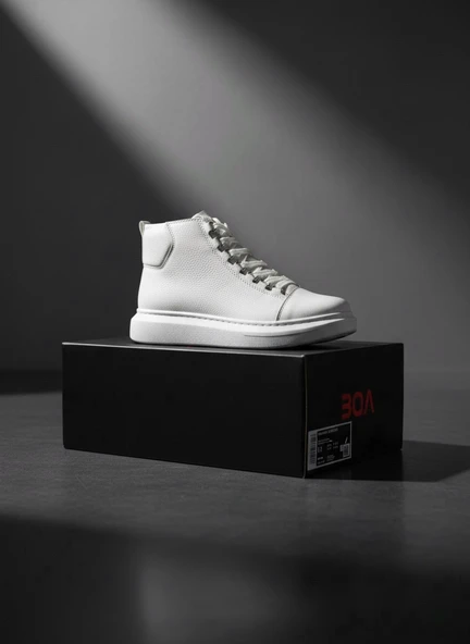 Pabucmarketi Bağcıklı Erkek Sneaker Bot BEYAZ (BEYAZ TABAN) ürün görseli