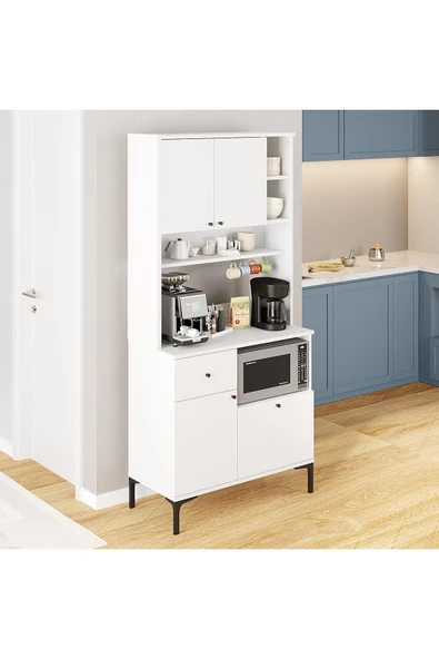 ZEYTUN Kahvenza Kahve Köşesi Ünitesi – Beyaz Renk, Şık ve Raflı Tasarım, Çok Amaçlı Kullanım - 3