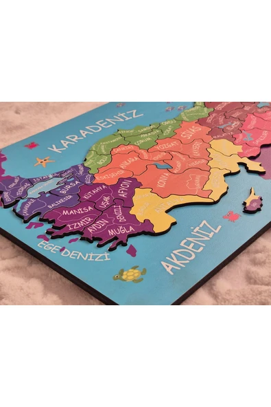 Türkiye Haritası Puzzle - Kabartmalı Türkiye Haritası ve Komşu Ülkeler, Denizler - 3