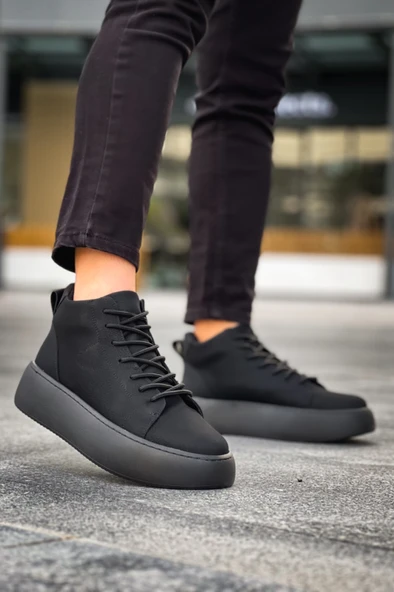 Pabucmarketi Bağcıklı Erkek Spor Bot SİYAH (SİYAH TABAN) - Resim 3