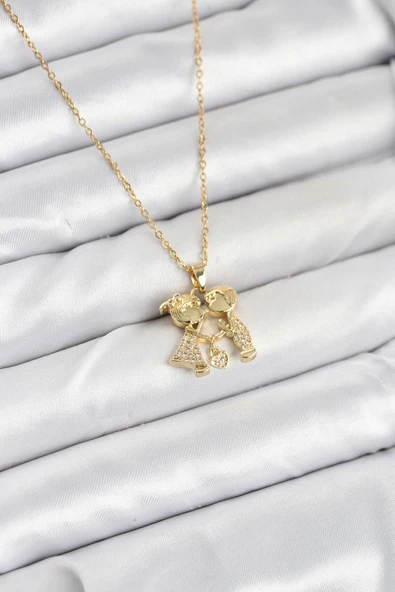 316L Çelik Zincir Gold Renk Erkek Kız Model Kadın Kolye - TJ-BKO10617 ürün görseli 1