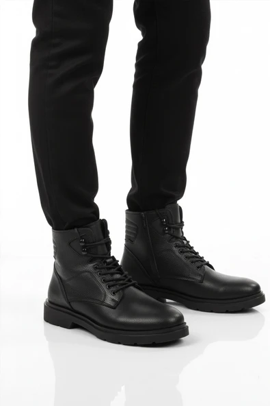 Aspor Siyah İçi Polarlı Fermuarlı Bağcıklı Erkek Bot ürün görseli 1