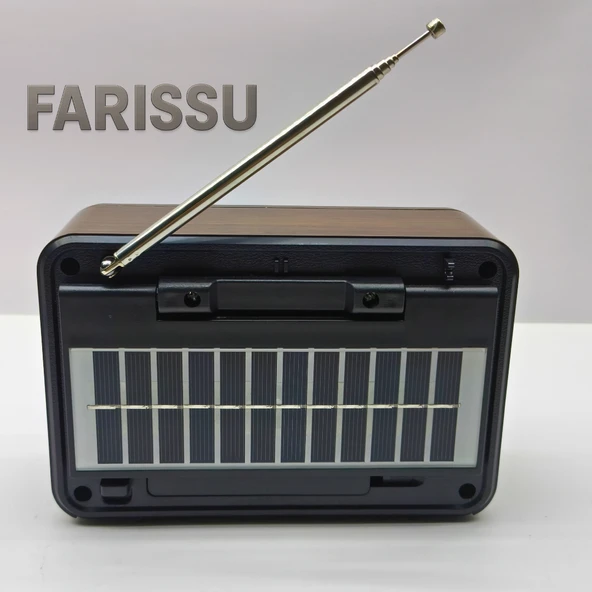 BK-340 Solar Şarjlı Retro Görünümlü AM/FM/SW 3 Bant Dünya Radyosu ve MP3 Çalar - Kahve/Bronz - 7