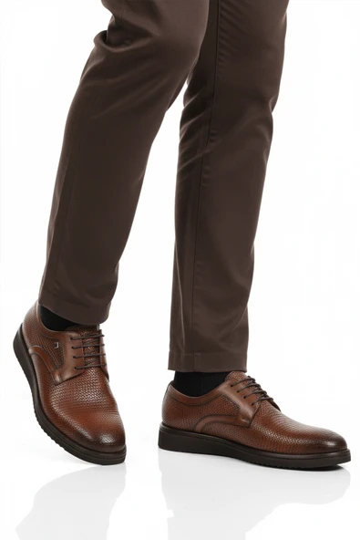 Fosco Taba Hakiki Deri Bağcıklı Erkek Klasik Ayakkabı ürün görseli