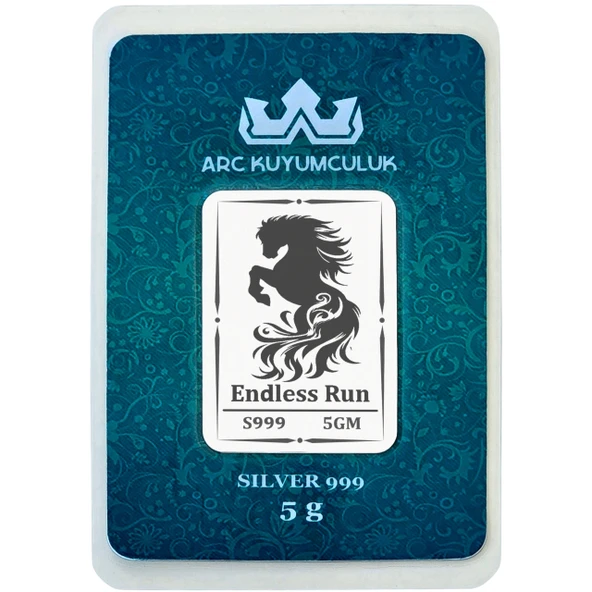 999 Ayar Gümüş ile Üretilmiş Asil At Temalı Hediyeye Özel 5 Gram Gümüş Külçesi-700 ürün görseli