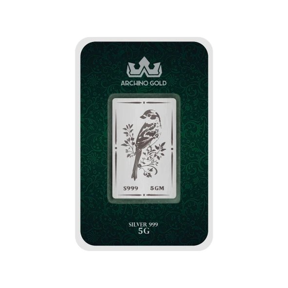 Doğanın Neşesini Taşıyan Bülbül Kuşu Temalı Hediyeye Özel 5 Gram 999 Ayar Gümüş Külçesi-698