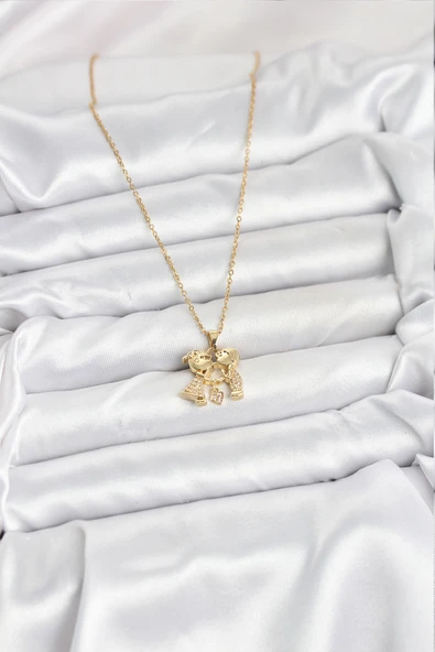 316L Çelik Zincir Gold Renk Erkek Kız Model Kadın Kolye - TJ-BKO10617 - Resim 2