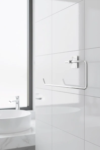 Krom Kare Topuzlu Solo Havluluk (Yapıştır/Vidala) Montajlı Metal Havlu Askısı, Şık & Dayanıklı - Resim 4