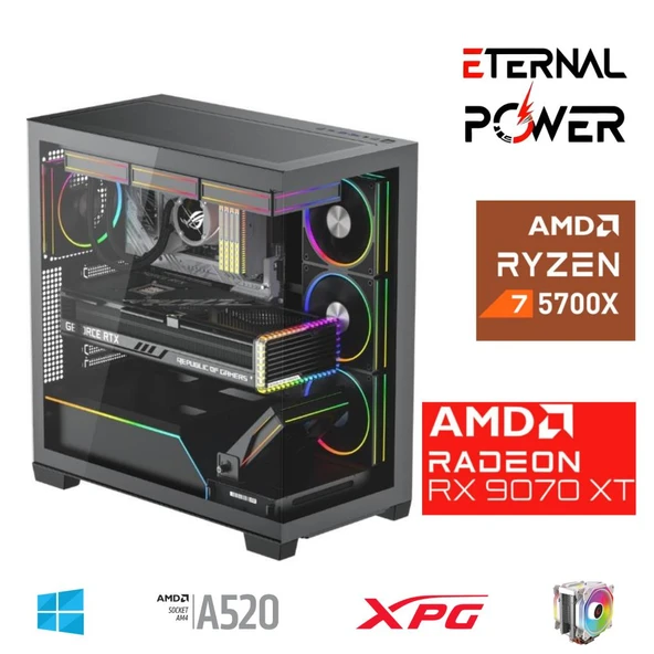 ETERNAL POWER RYZEN 7 5700X 32G DDR4 1TB M.2 RX9070XT A520 T750W ürün görseli 1