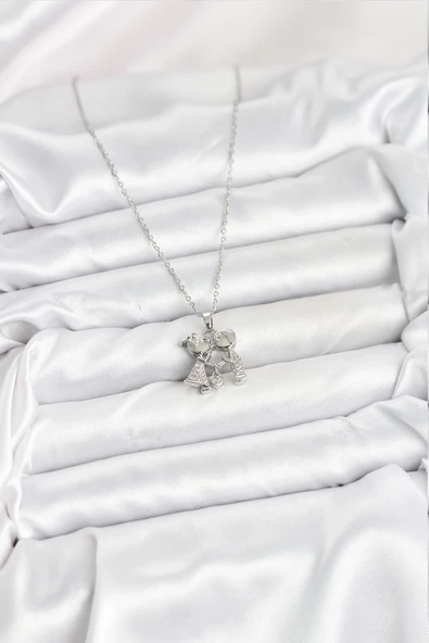 316L Çelik Zincir Gümüş Renk Erkek Kız Model Kadın Kolye - TJ-BKO10618 - Resim 2