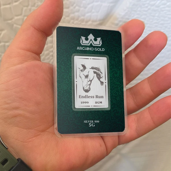 Hediyeye Özel 5 Gram Görkemli ve Güçlü At Temalı 999 Ayar Gümüş ile Üretilmiş Gümüş Külçesi-699 - 3